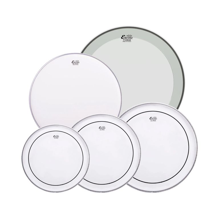 Kit-de-Peles-Encore-Pinstripe-Clear-10--12--14--22--Powerstroke-3-e-14”-Caixa-By-Remo