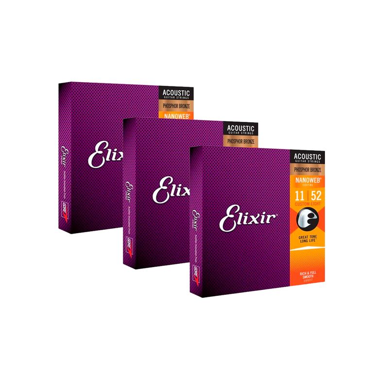 Pack-3un-Corda-Elixir-Nanoweb-011-Custom-Light-Phosphor-Bronze-para-Violao-Aco Pack-3un-Corda-Elixir-Nanoweb-011-Custom-Light-Phosphor-Bronze-para-Violao-Aco