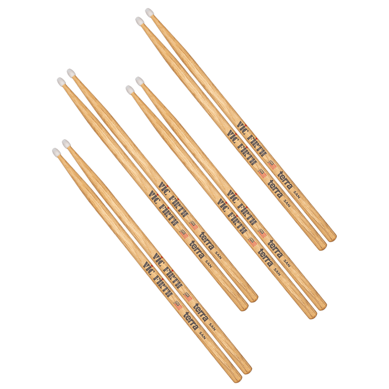 Baqueta-Vic-Firth-Terra-American-Classic-5A-em-Hickory-Premium-Ponta-de-Nylon-Pack-4-Pares Baqueta-Vic-Firth-Terra-American-Classic-5A-em-Hickory-Premium-Ponta-de-Nylon-Pack-4-Pares